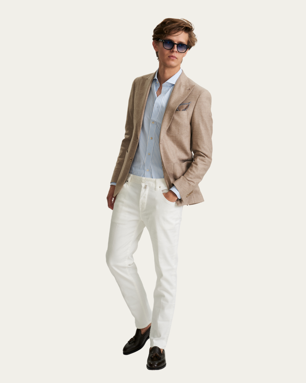 Beżowa marynarka z wełny i kaszmiru od Loro Piana® | BERG’S