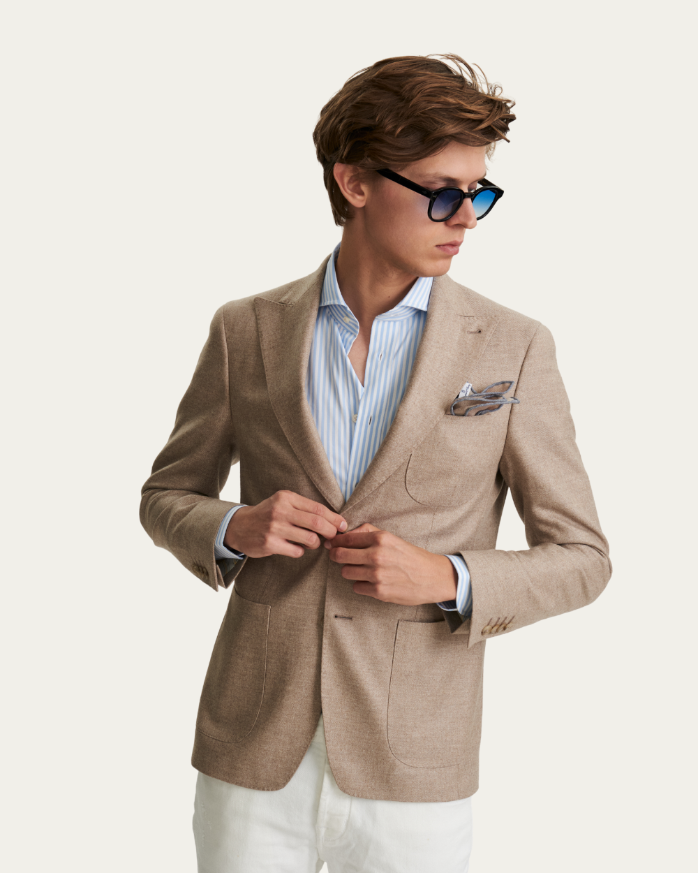 Beżowa marynarka z wełny i kaszmiru od Loro Piana® | BERG’S