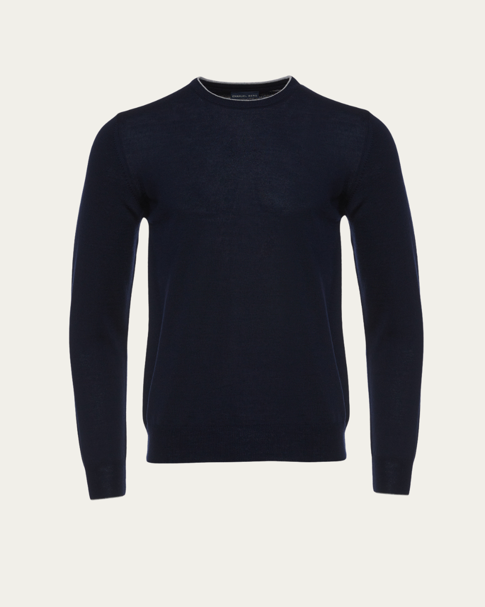 Emanuel Berg | Navy Blue Merino Wool Crew-Neck Sweater