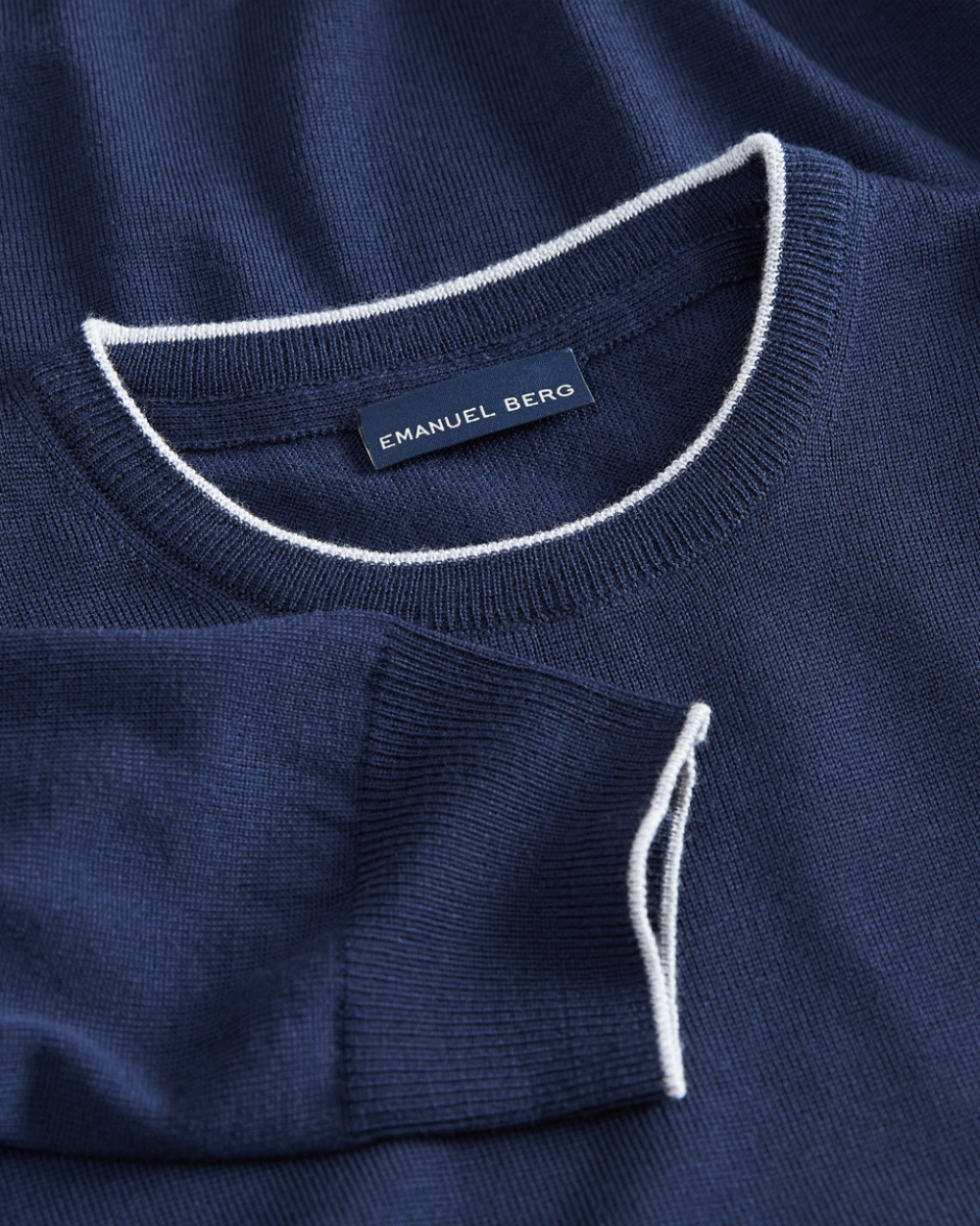Emanuel Berg | Navy Blue Merino Wool Crew-Neck Sweater