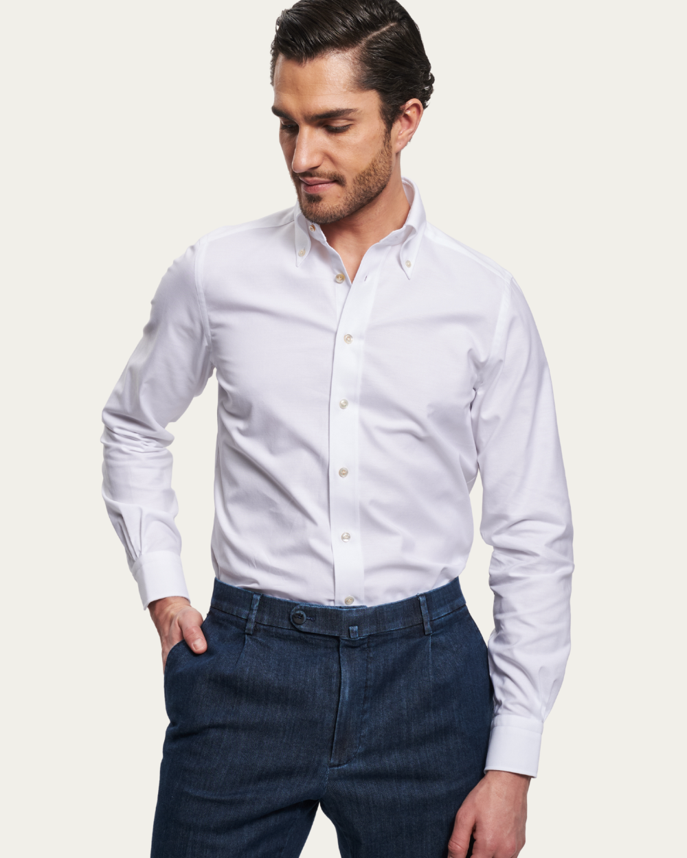 インテル・ミラノ 3冠Nagatomo 55 ホワイトシャツ Berg's | White Albini® Yoga Oxford Trento Shirt - Berg's
