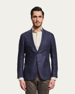 Navy Single-Breasted Linen Jacket