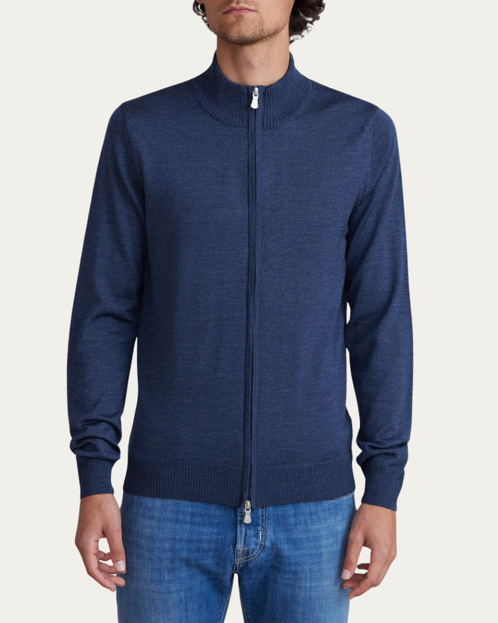Emanuel Berg | Navy Blue Zipped Cardigan