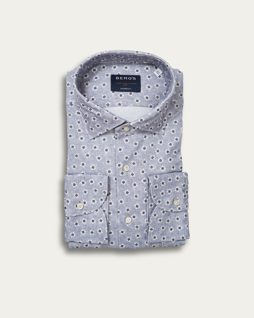 Szara, kwiatowa, bawełniana koszula 4flex | BERG’S