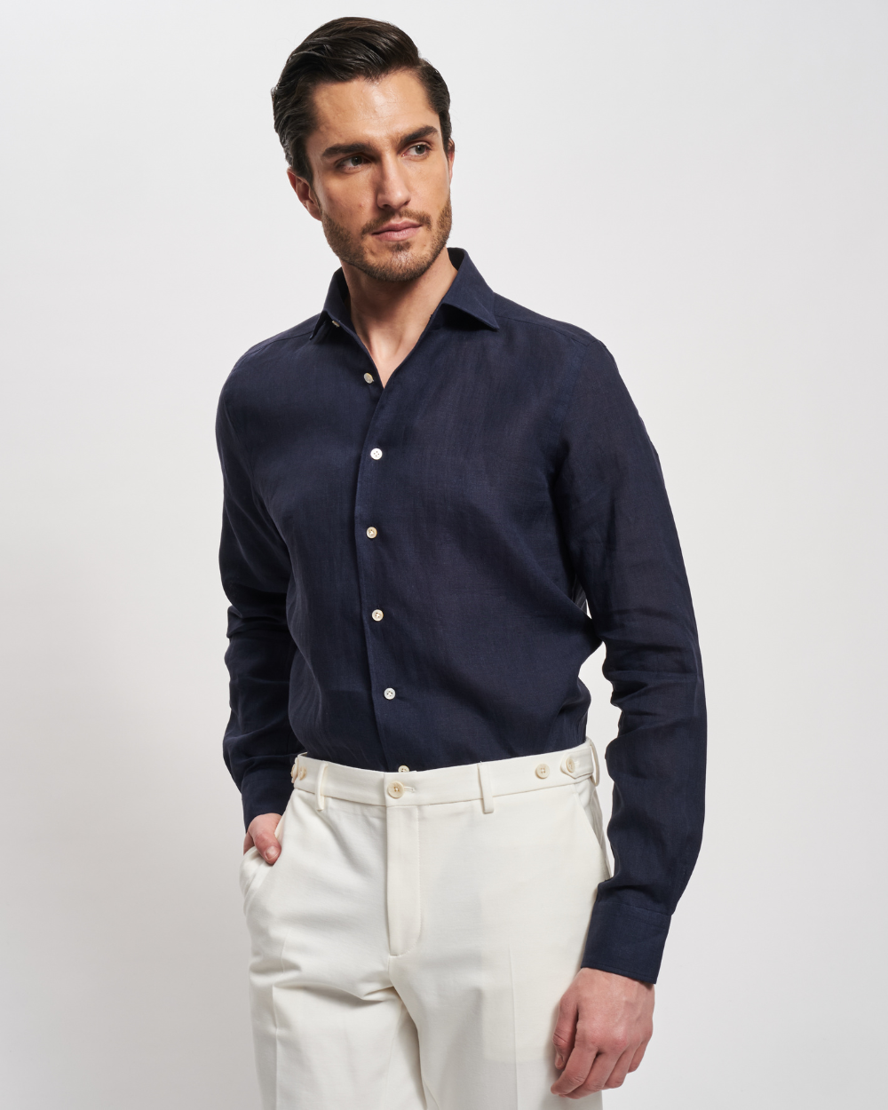 Navy Linen Fontalina Shirt | BERG’S