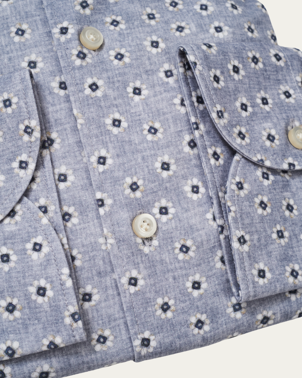 Szara, kwiatowa, bawełniana koszula 4flex | BERG’S