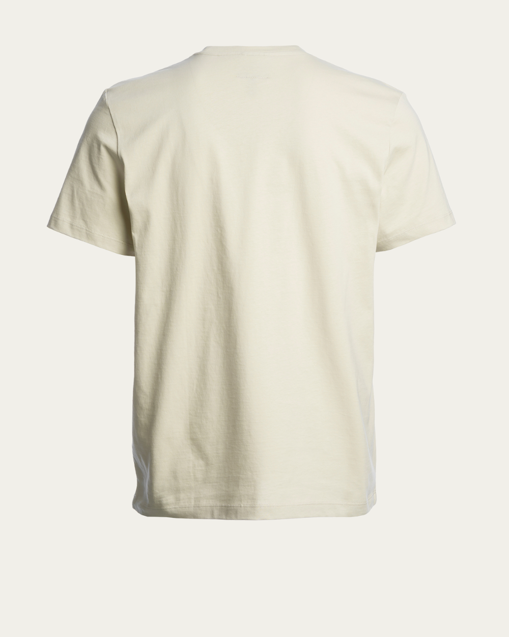 Beżowy T-shirt z naszywką z logo