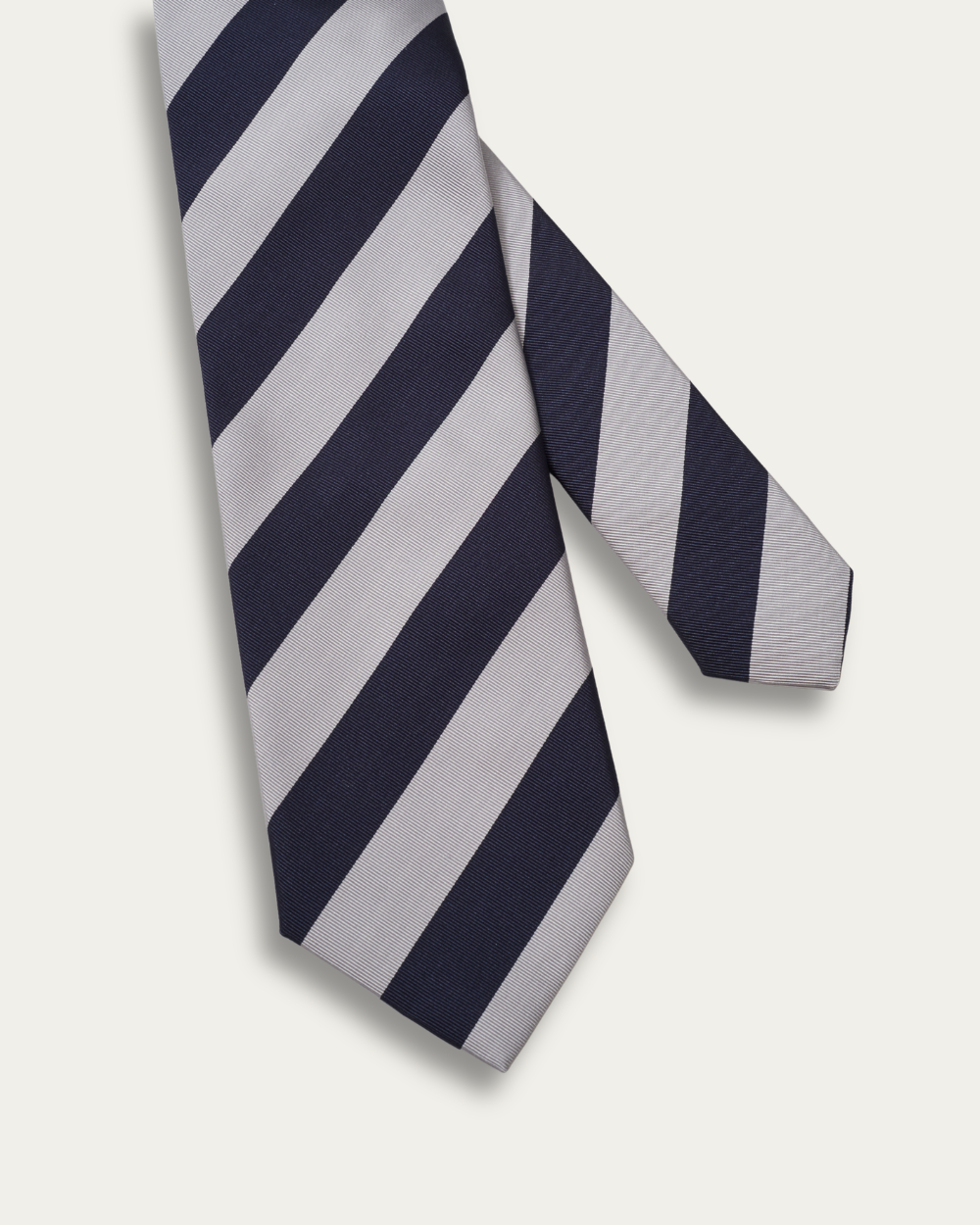 Jedwabny krawat w granatowo-szare paski | Emanuel Berg