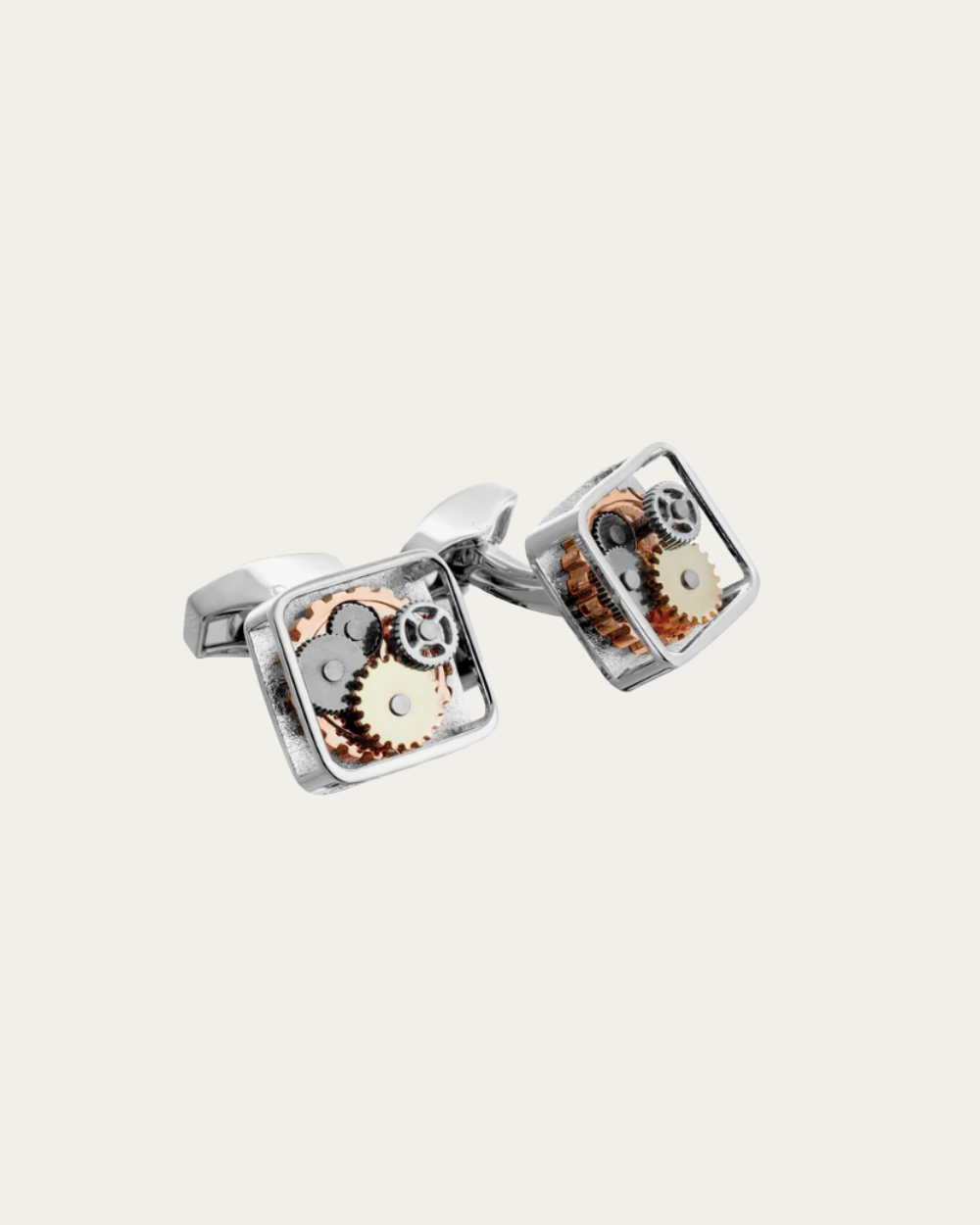 Tateossian - Square Gear Cufflinks Silver With Palladium Plated Steel