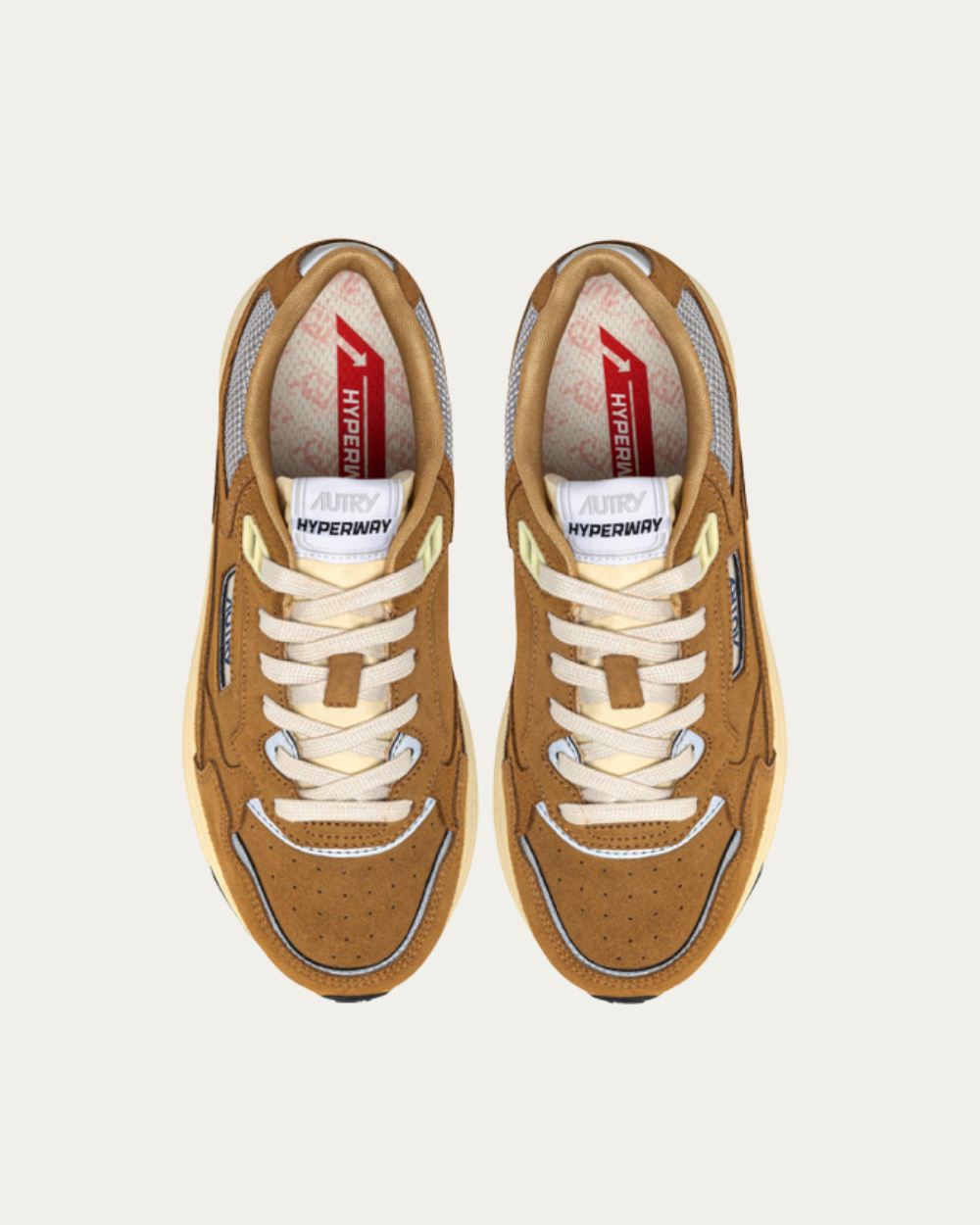 Buty sportowe Hyperway z siateczki w kolorze miedzi i srebra oraz zamszu | Autry