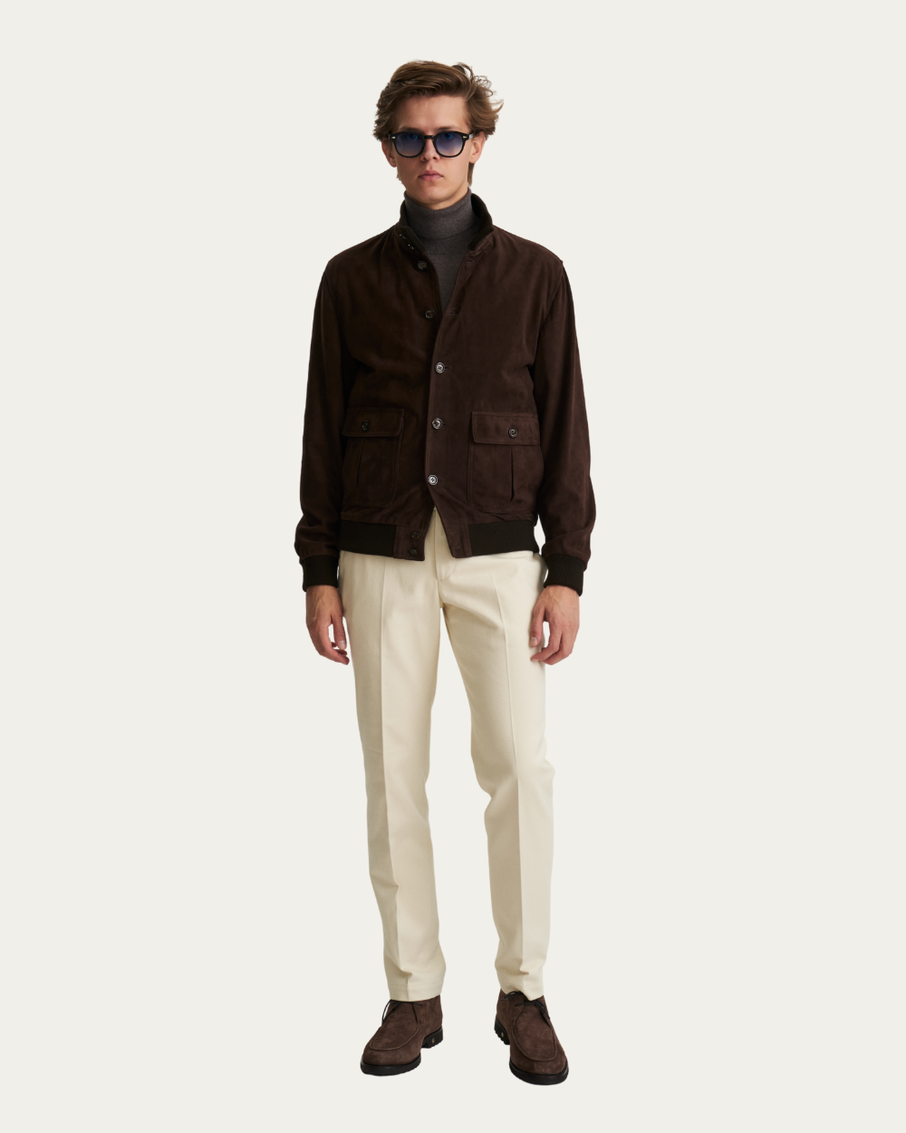 Spodnie z tkaniny twill mlecznej | Devore