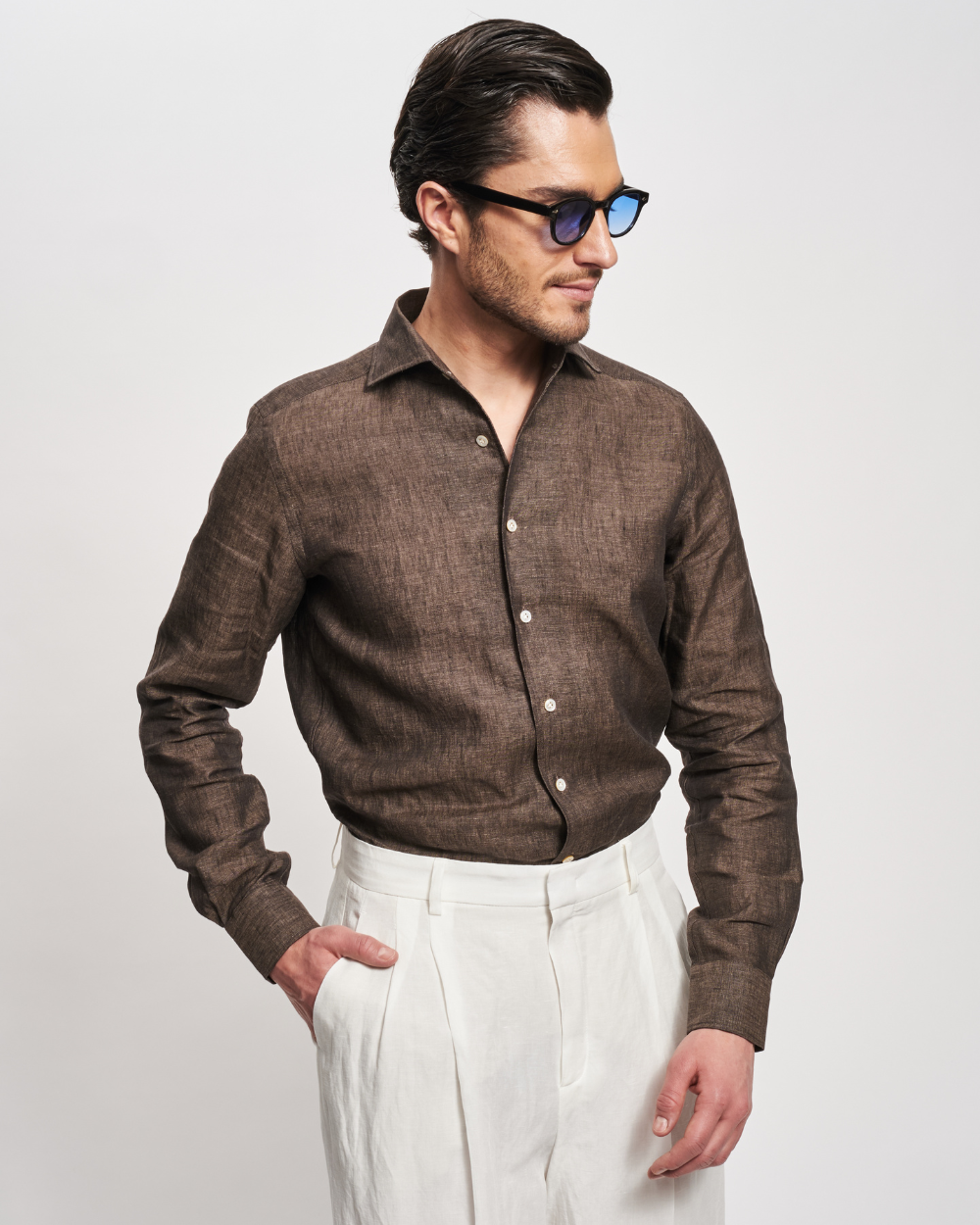 Brown Linen Fontalina Shirt | BERG’S