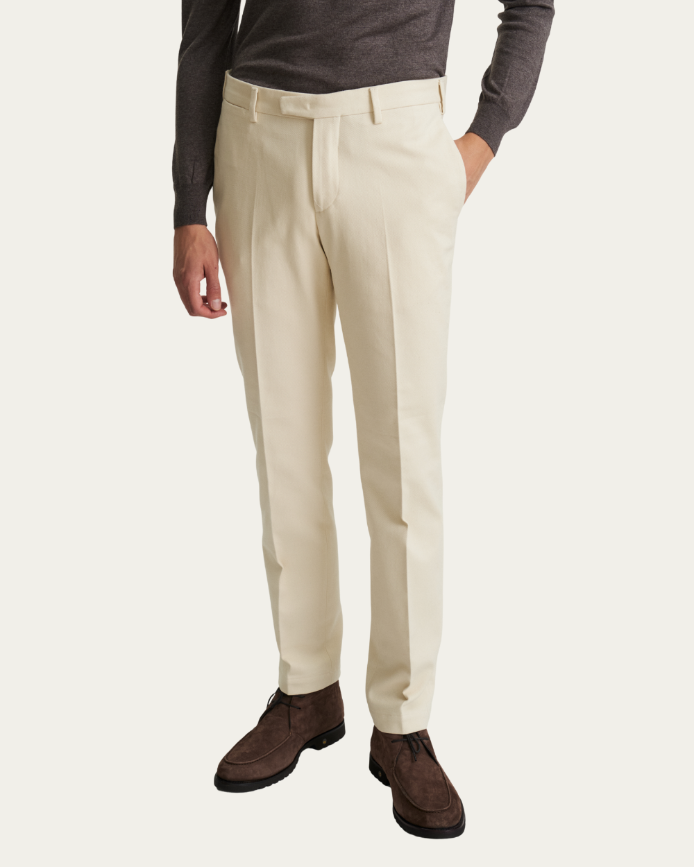 Spodnie z tkaniny twill mlecznej | Devore