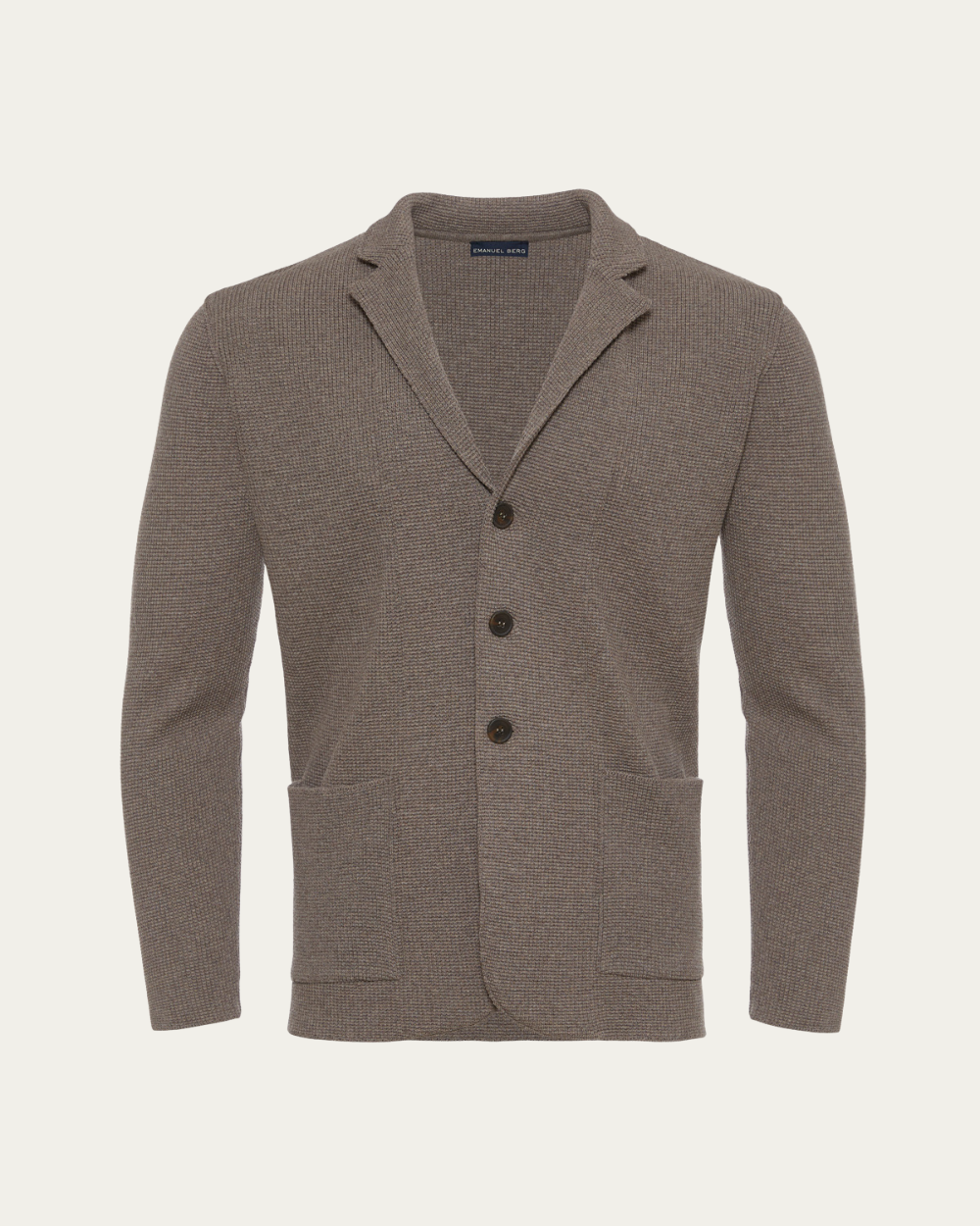 Brązowy kardigan z teksturą z wełny merino | Emanuel Berg