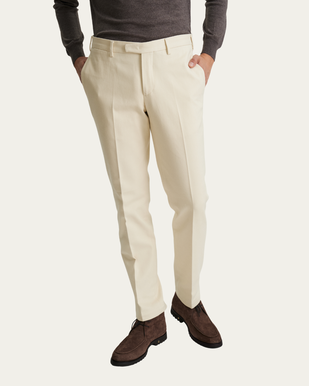 Spodnie z tkaniny twill mlecznej | Devore