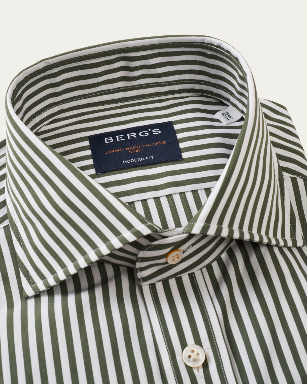 White Green Striped Poplin Cannes Shirt | BERG’S