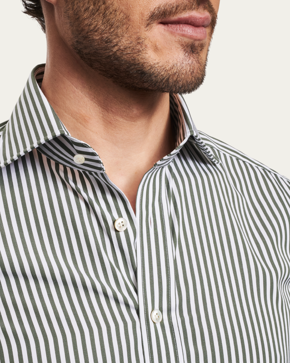 Green Striped Thomas Mason® Poplin Cannes Shirt | BERG’S