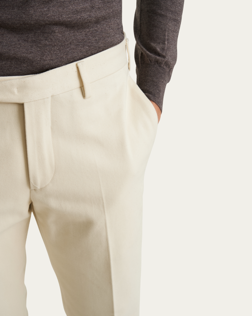 Spodnie z tkaniny twill mlecznej | Devore