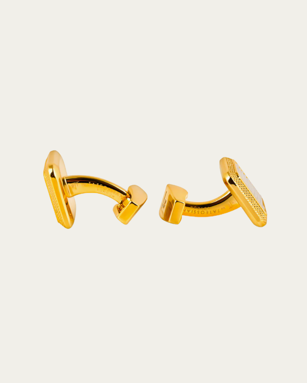 Tateossian - Spazio Square Cufflinks Yellow Gold Plated With White Mother Of Pearl
