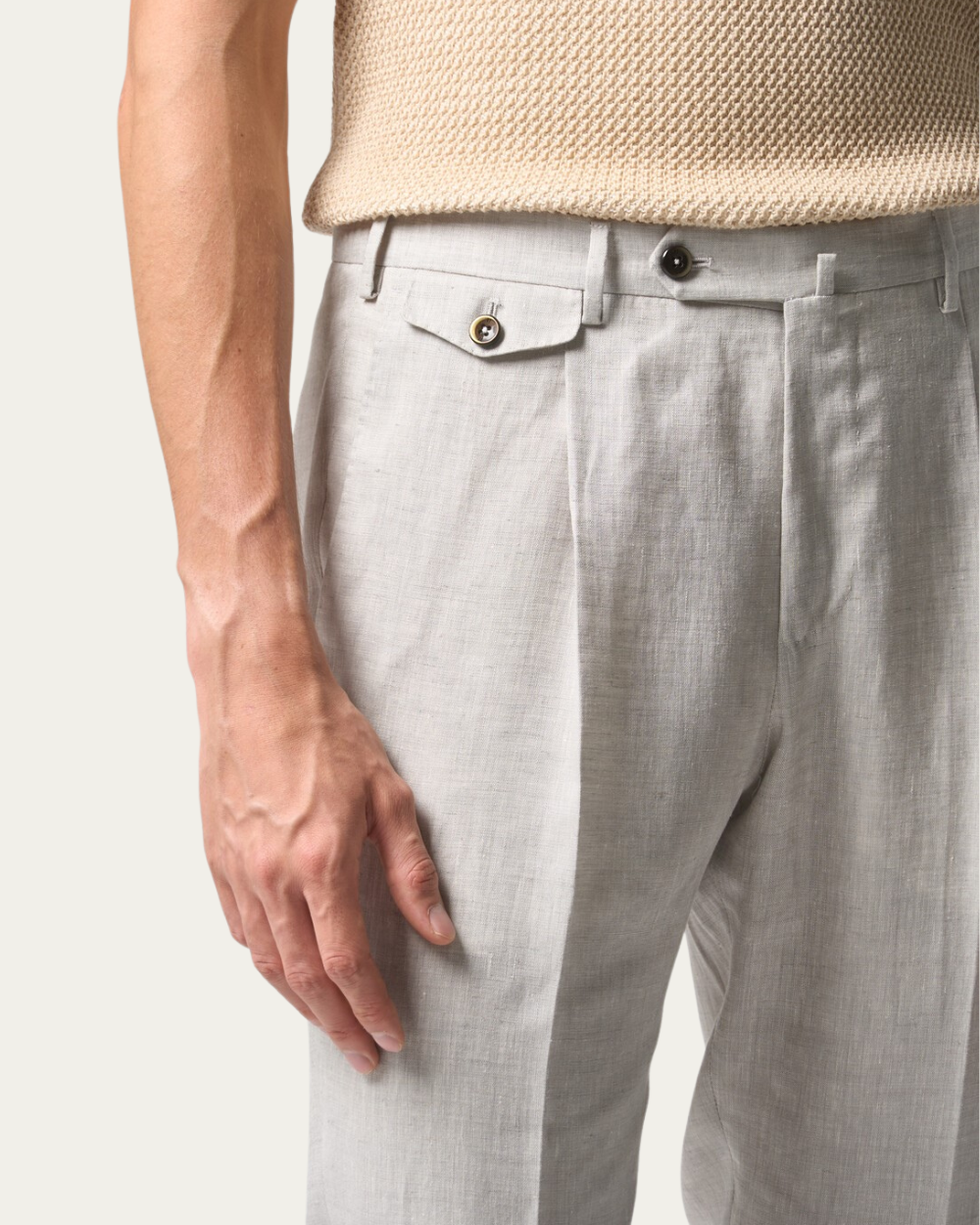 PT TORINO - Linen Grigio Perla Pants