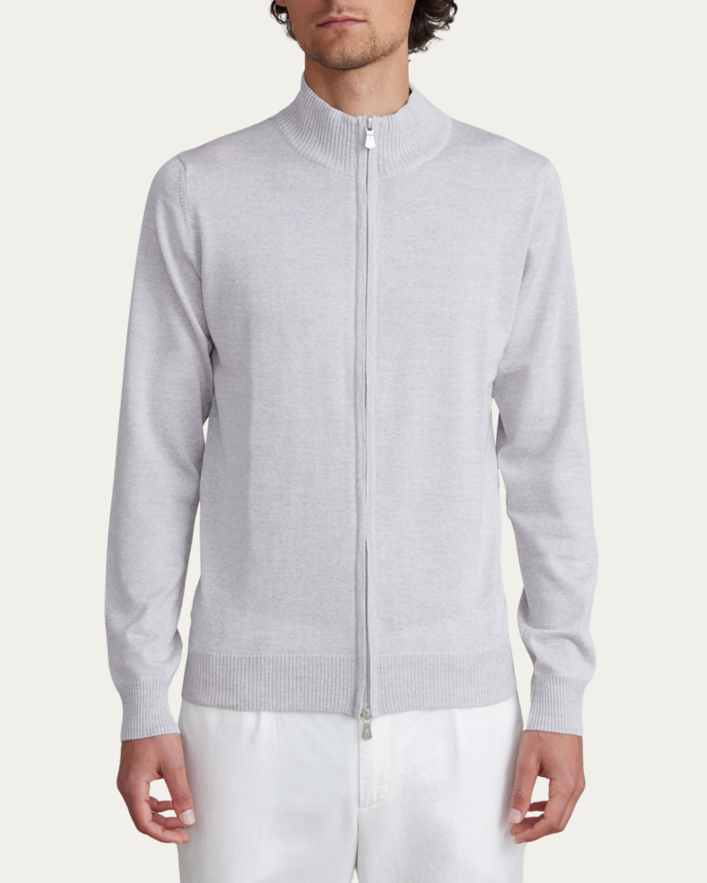 Emanuel Berg | Light Grey Zipped Cardigan