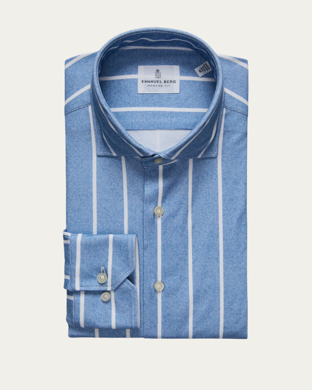 Emanuel Berg - Blue Striped 4Flex Cotton Shirt
