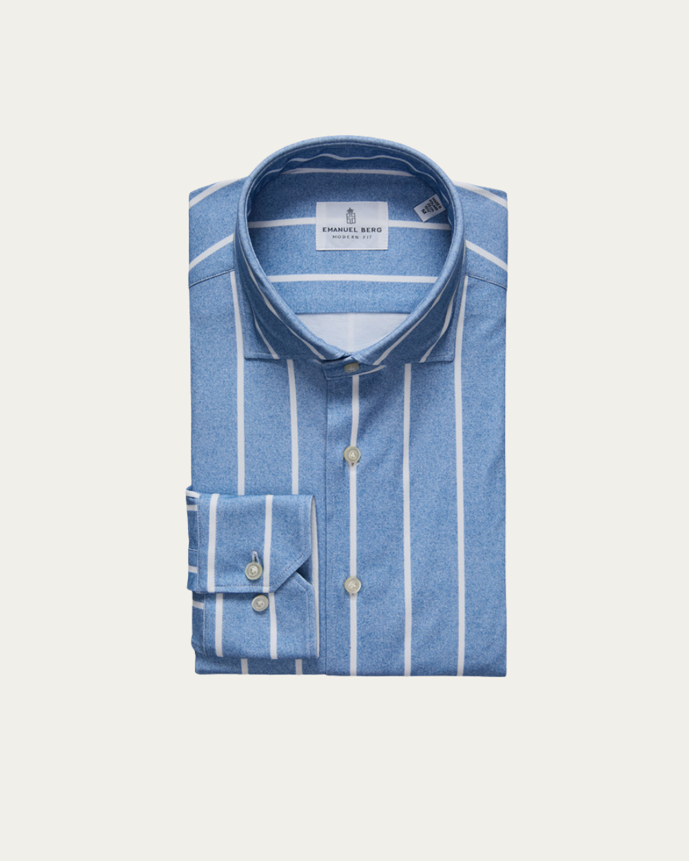 Blue Striped 4Flex Cotton Shirt | Emanuel Berg