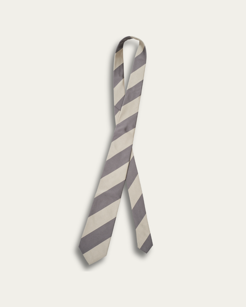 Jedwabny krawat w szare paski | Emanuel Berg