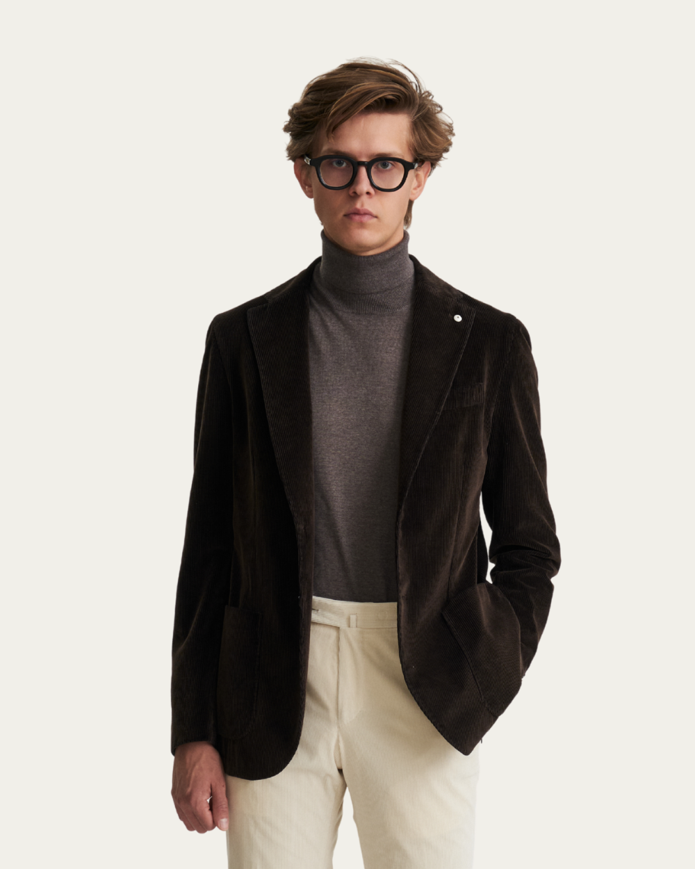 Jednorzędowa Marynarka sztruksowa w kolorze czekoladowym | L.B.M 1911