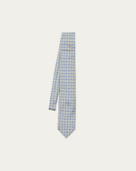 Zielony jedwabny krawat w geometryczny wzór