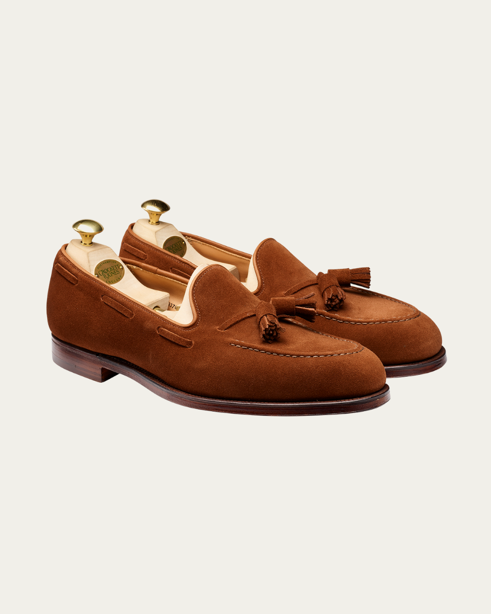 Crockett & Jones - Polo Brown Calf Suede Cavendish Tassel Loafers