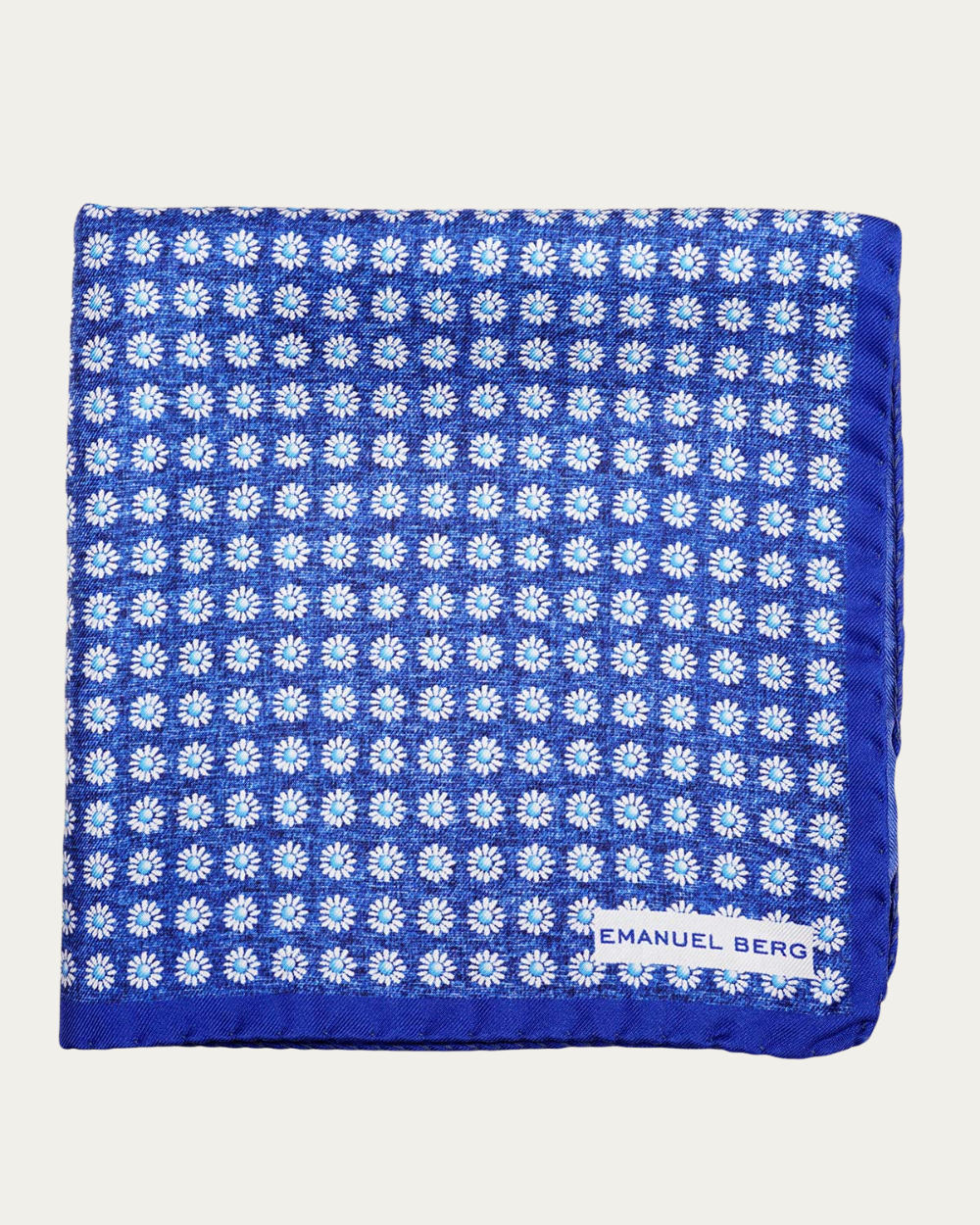 Emanuel Berg | Dark Blue Floral Silk Pocket Square