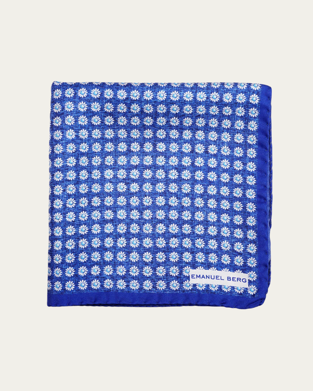 Poszetka niebieska w kwiaty, jedwabna | Emanuel Berg