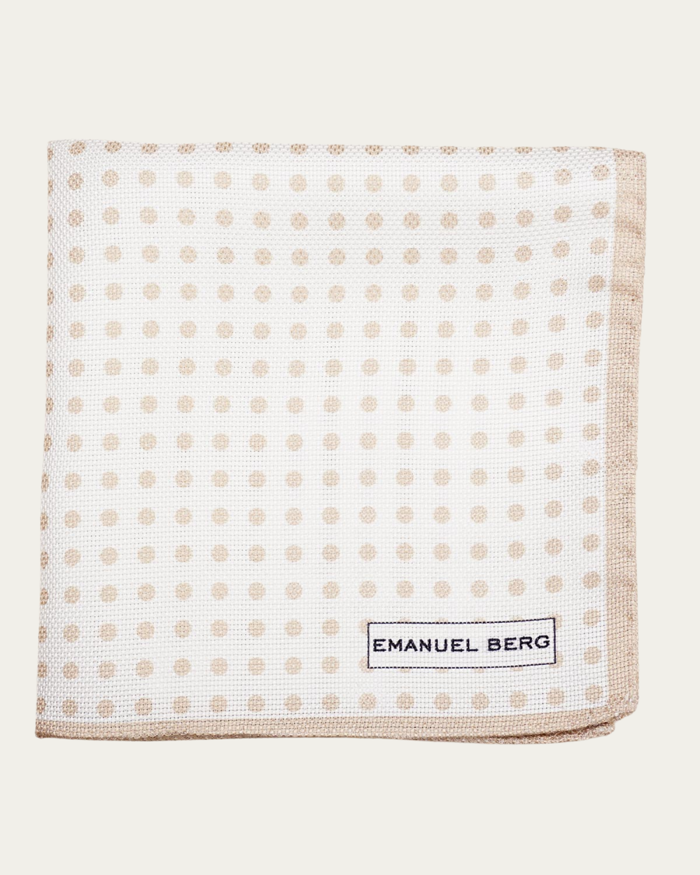 Emanuel Berg | White Polka Dot Silk Pocket Square