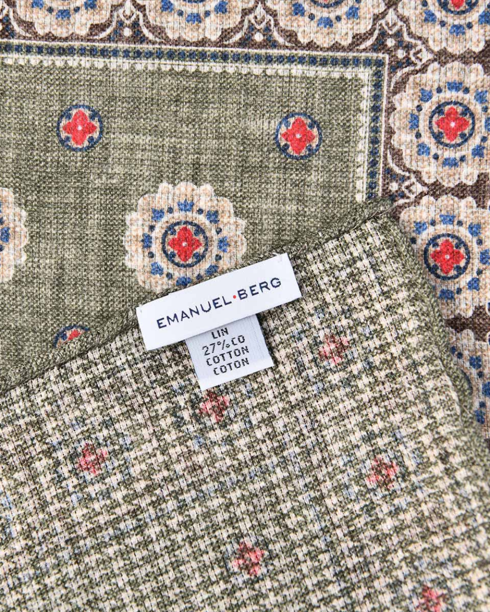 Emanuel Berg | Geometric Pattern Linen-Cotton Pocket Square