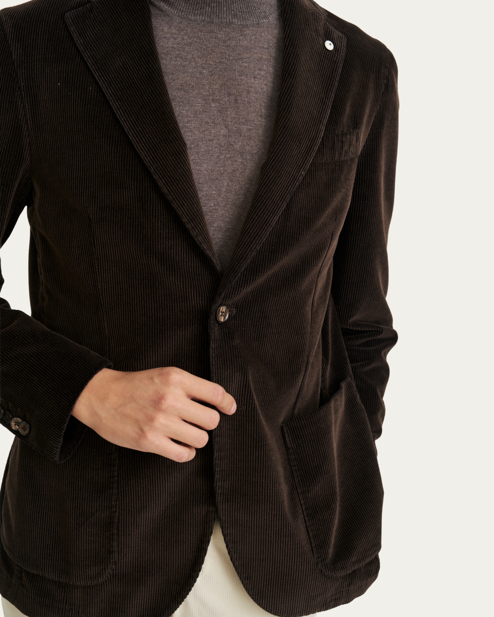 Jednorzędowa Marynarka sztruksowa w kolorze czekoladowym | L.B.M 1911