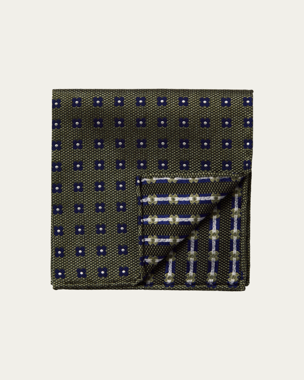 Emanuel Berg | Green Floral Silk and Cotton Pocket Square