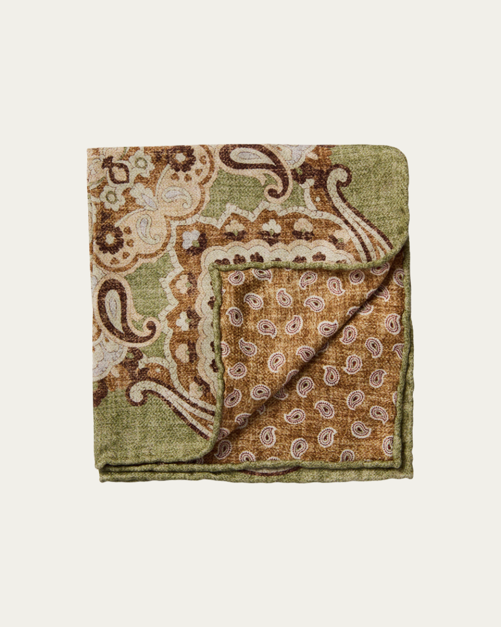 Emanuel Berg | Green Double-Sided Silk Pocket Square