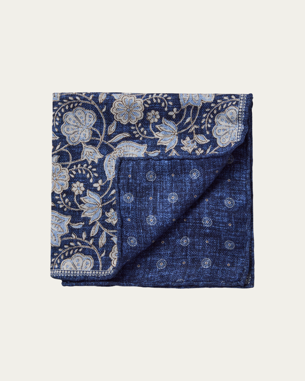 Emanuel Berg | Blue Double-Sided Silk Pocket Square