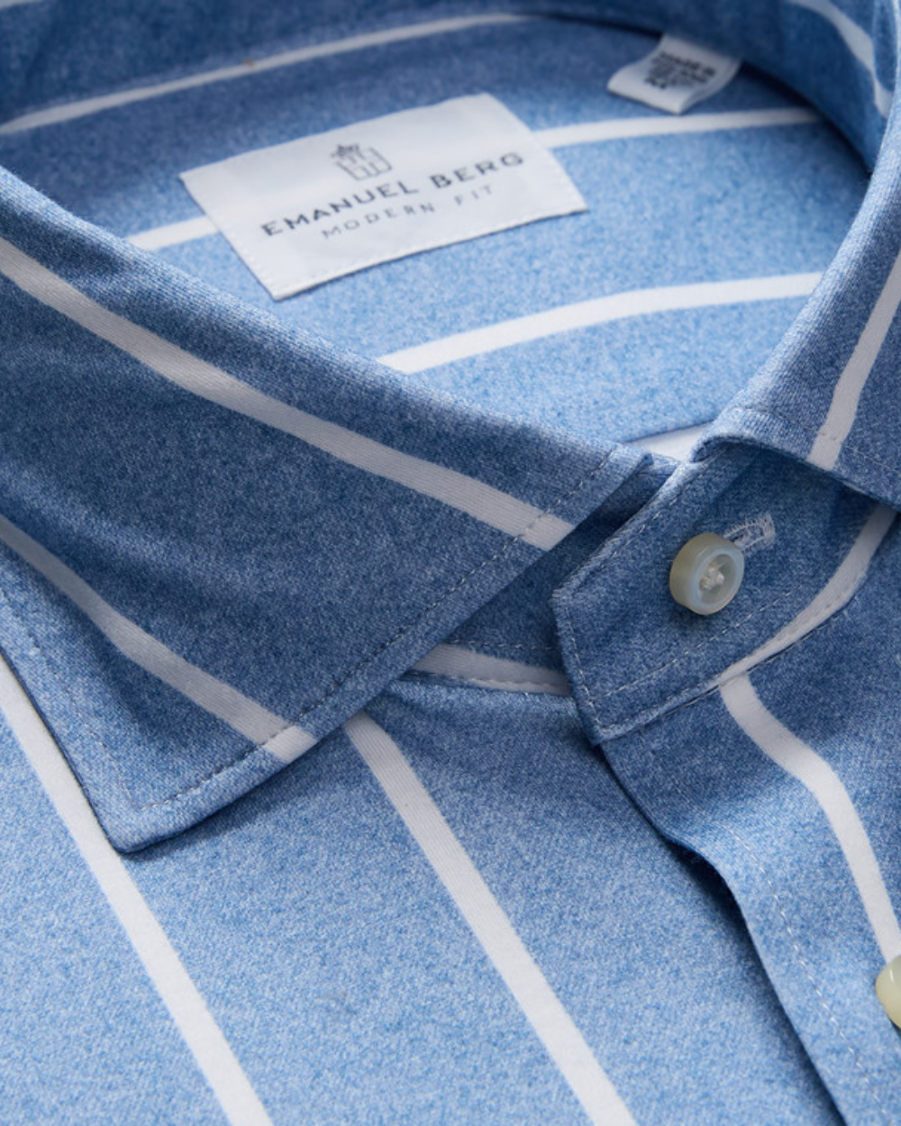 Emanuel Berg - Blue Striped 4Flex Cotton Shirt