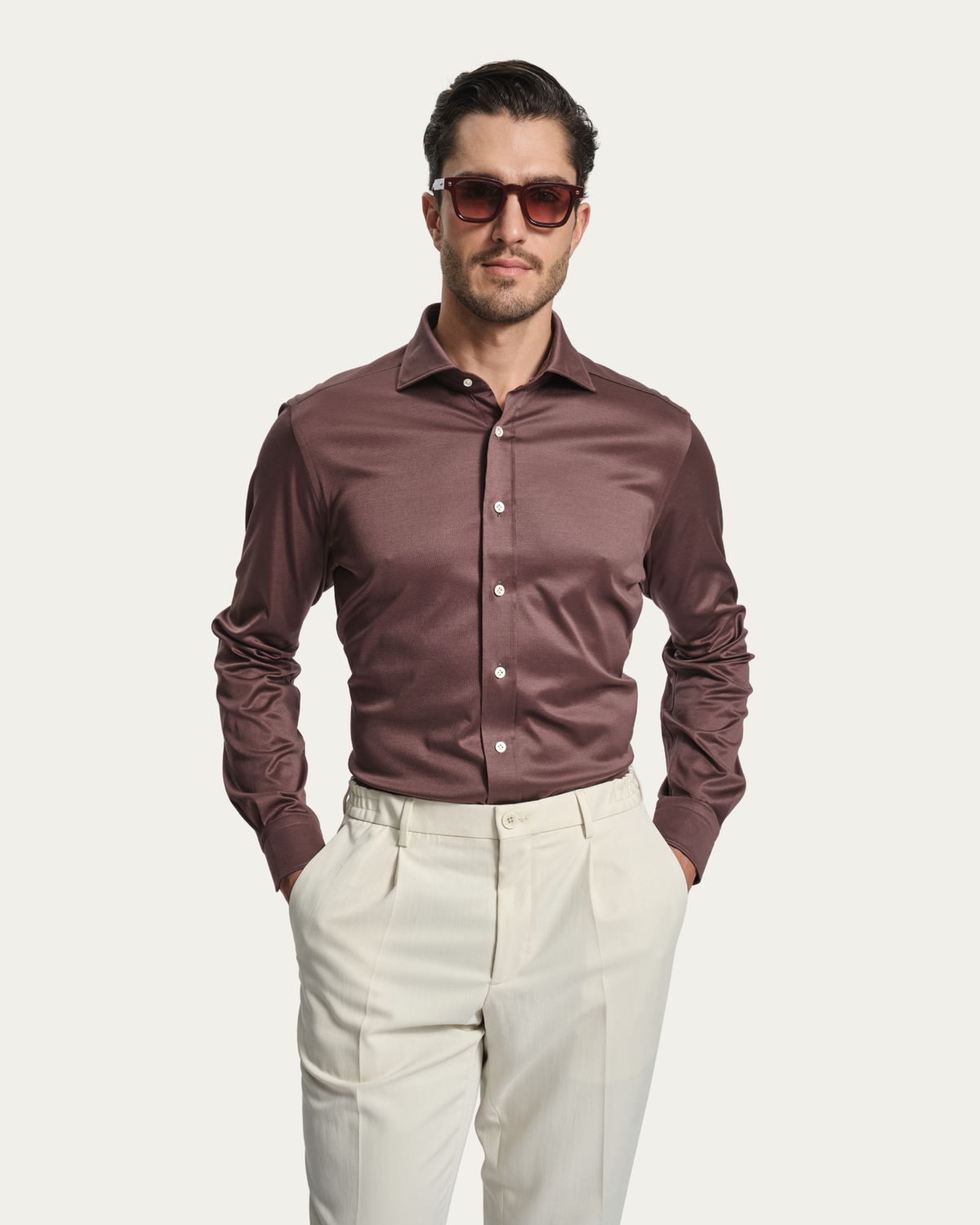 Plum Jersey Filo di Scozia Shirt | BERG’S