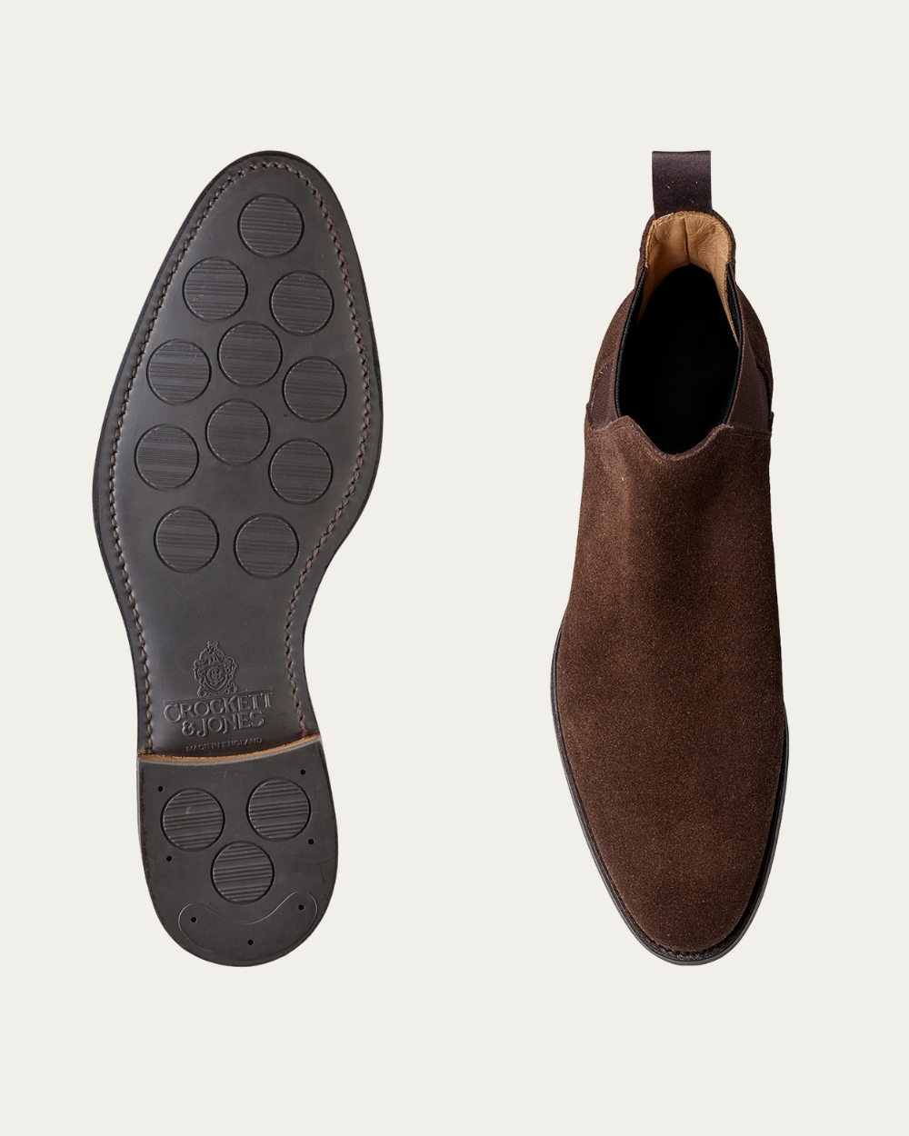 Brązowe sztyblety Chelsea 8 ze skóry zamszowej | Crockett & Jones