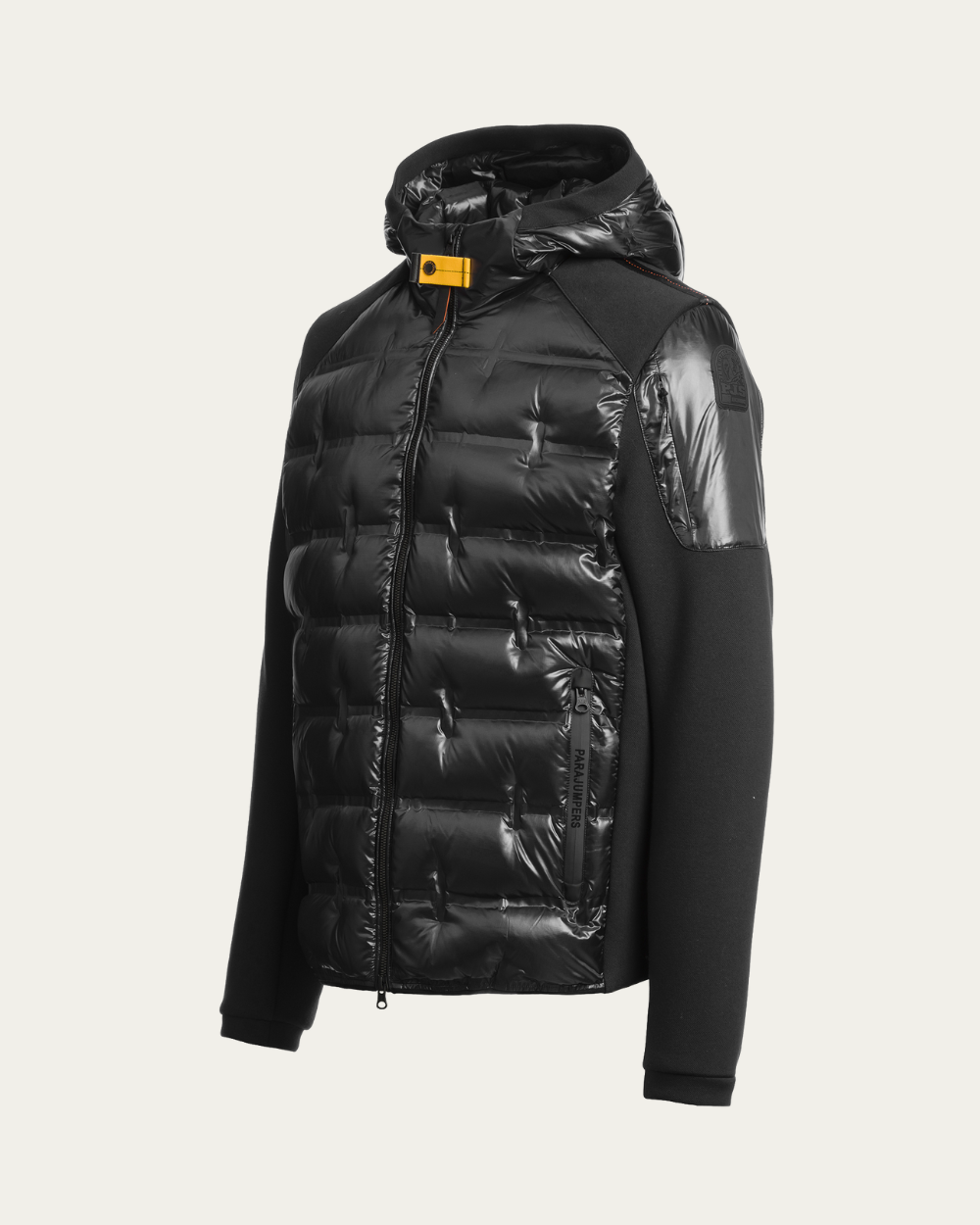 Gyles Piquet Puffer Hooded Hybrid Jacket Black