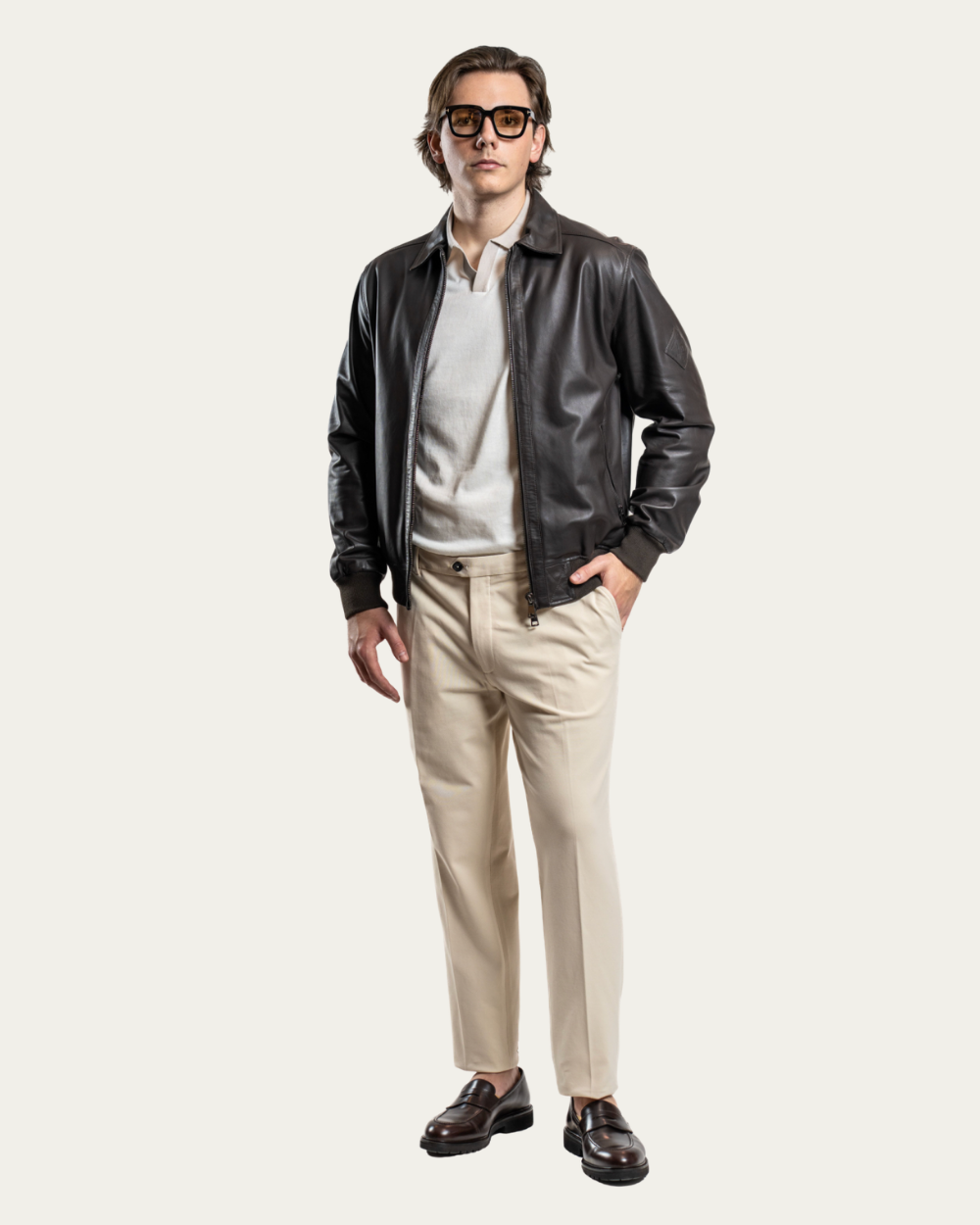 Brązowa kurtka ze skóry jagnięcej | Herno