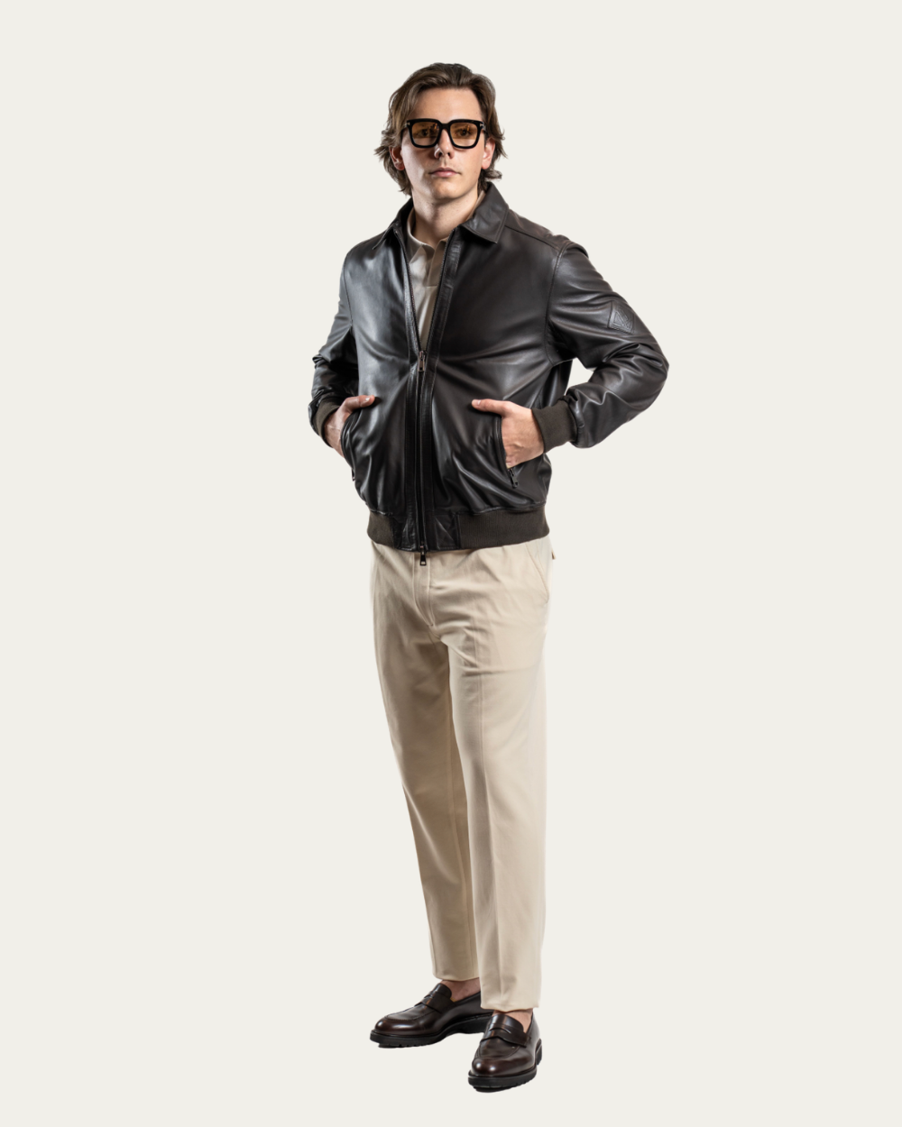 Brązowa kurtka ze skóry jagnięcej | Herno