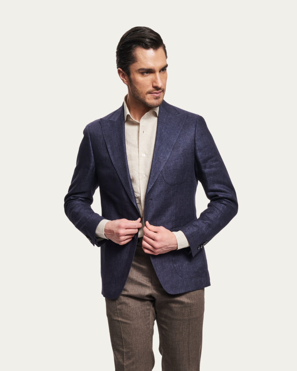 Marynarka lniana jednorzędowa w kolorze granatowym | BERG’S