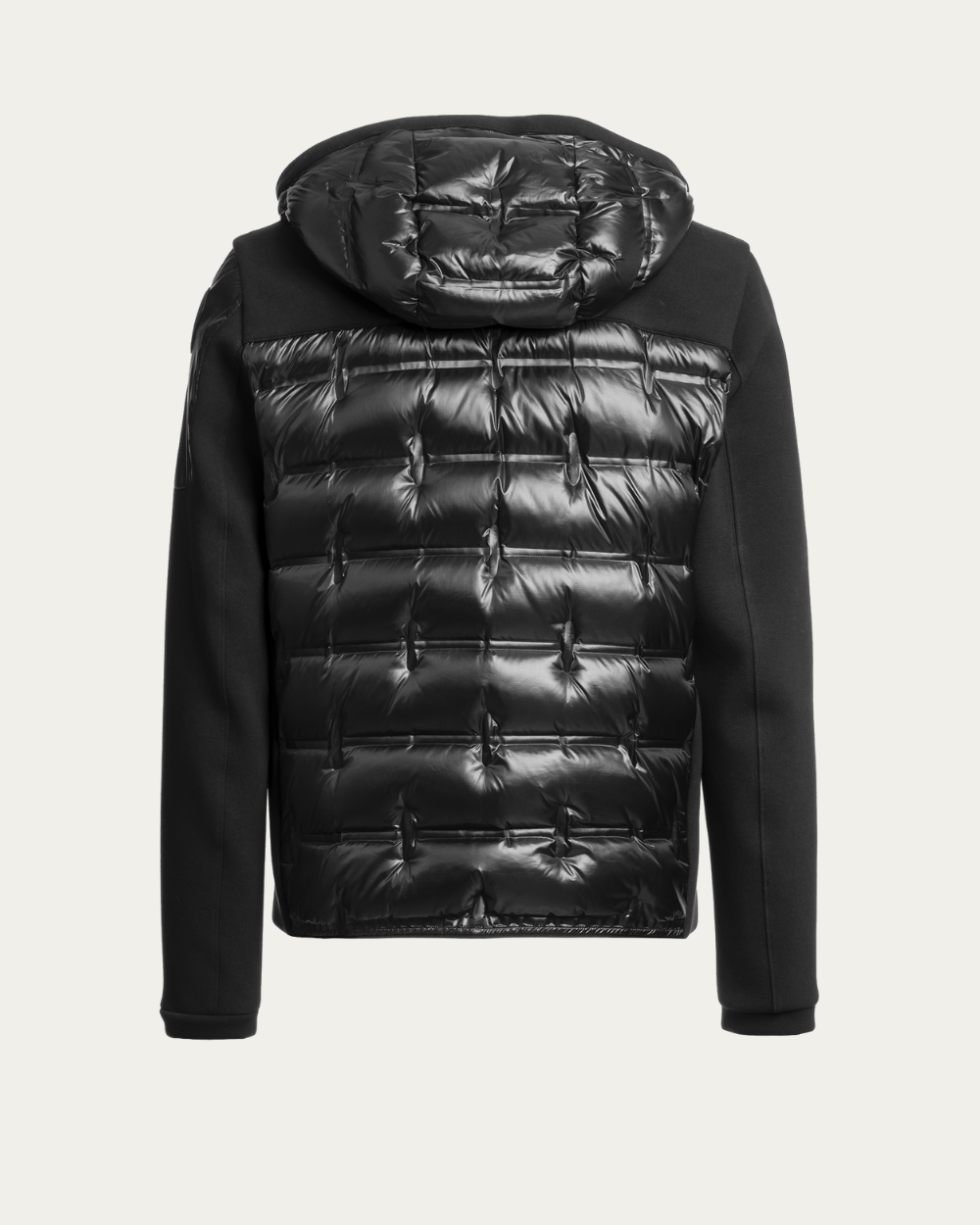 Gyles Piquet Puffer Hooded Hybrid Jacket Black
