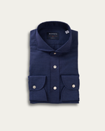 Navy Cotton Linen Harvard Shirt