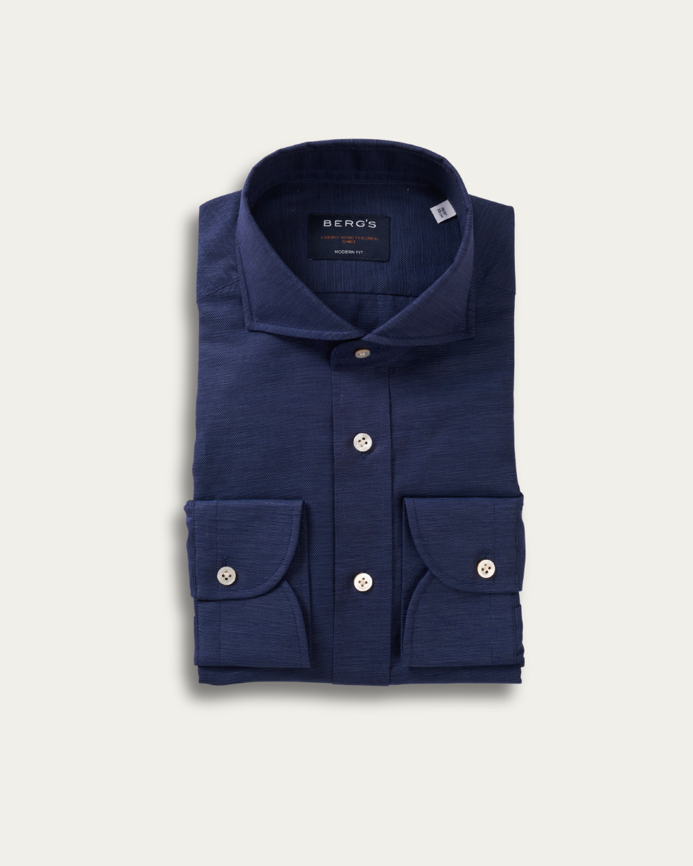 Navy Cotton Linen Harvard Shirt | BERG’S