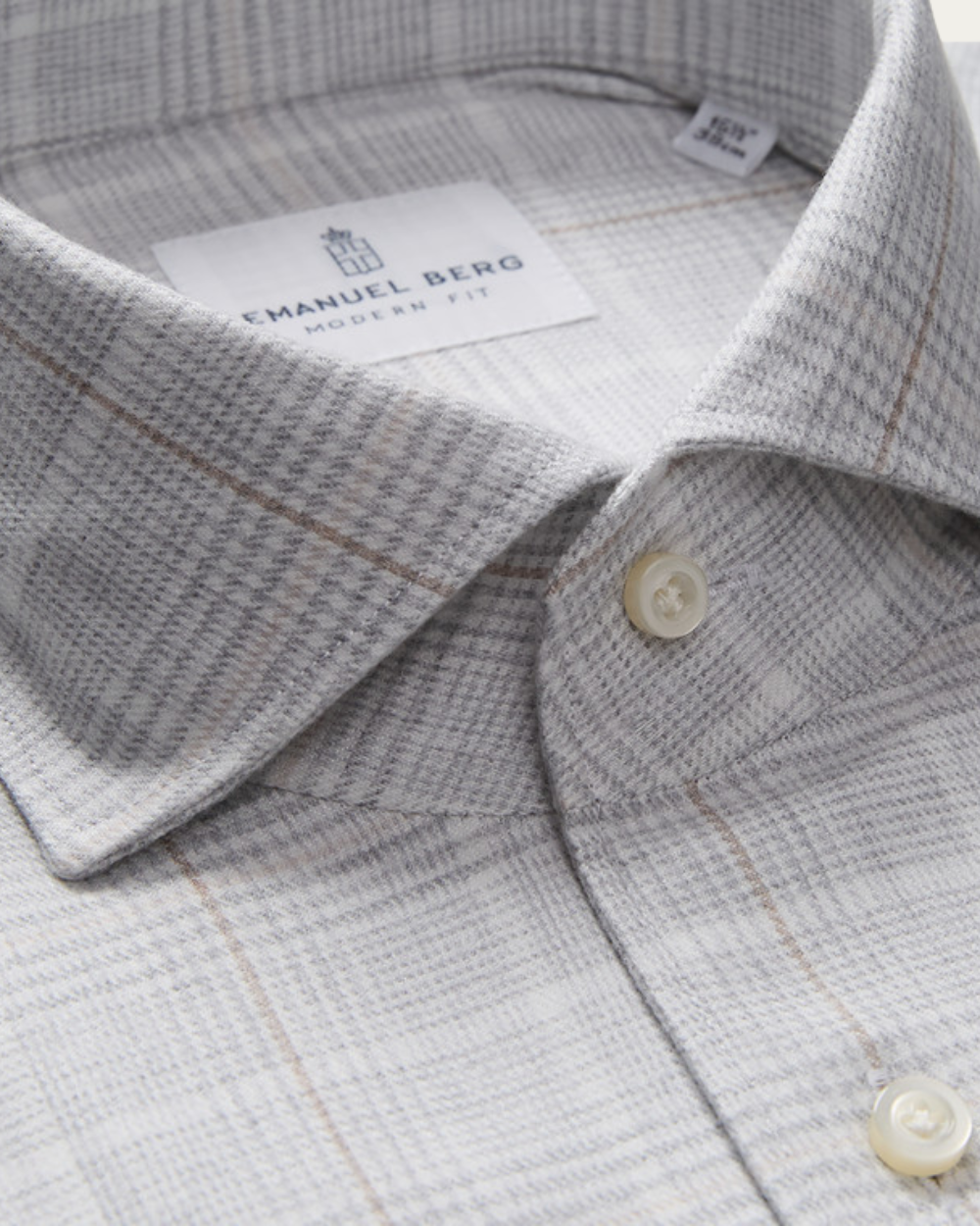 Gray Luxe Flannel Twill Shirt | Emanuel Berg